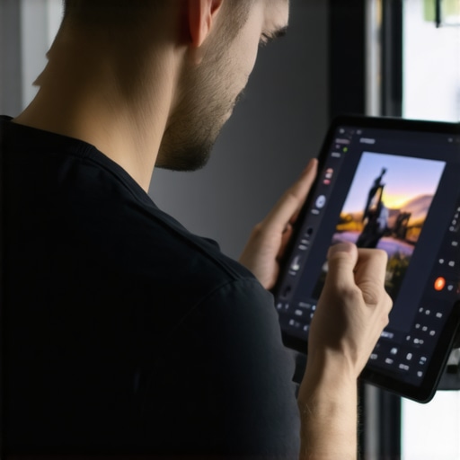 Creator using AI-driven editing app on tablet