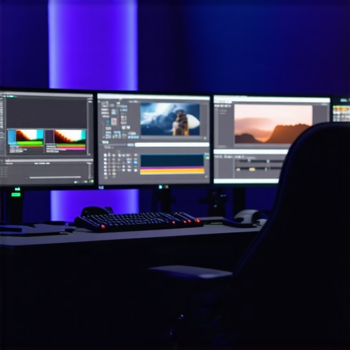 Creative professional working on complex video editing with multiple layered effects.