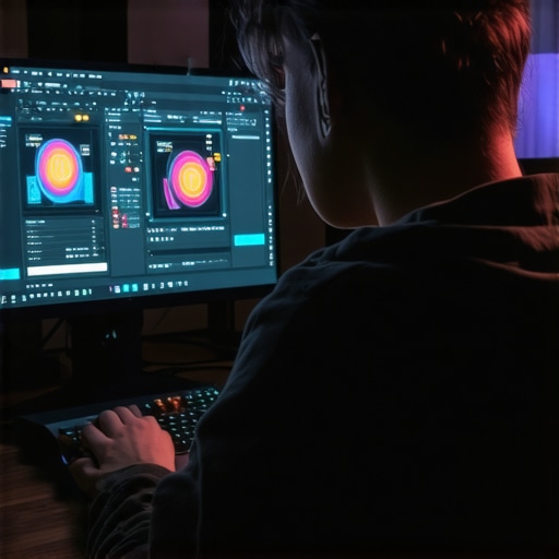 Creative professional using AI-powered editing software with futuristic interface