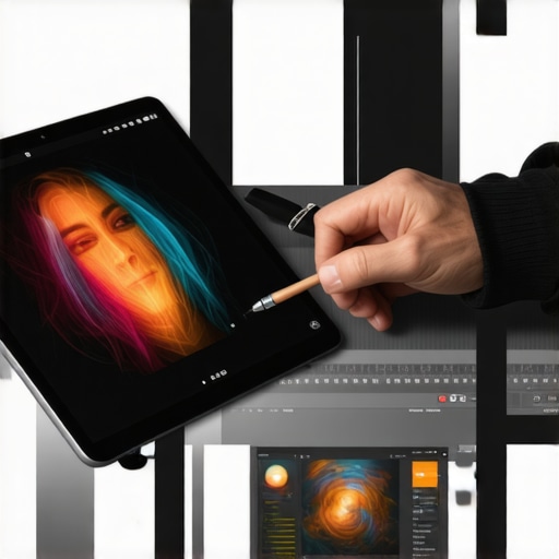 Artist using AI-assisted editing tools on a tablet, symbolizing ethical and innovative creative workflow.