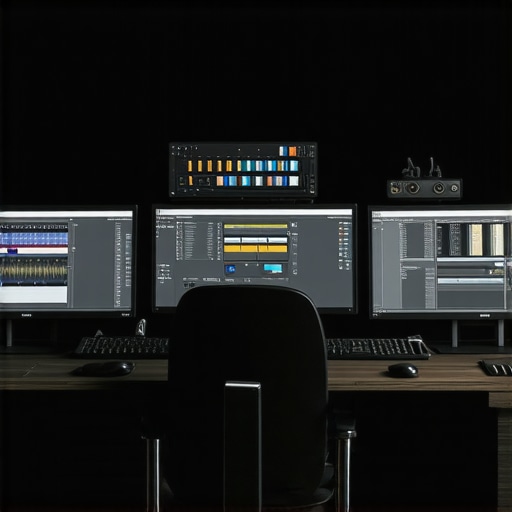A clean and organized editing workstation with upgraded hardware and multiple screens, symbolizing maintenance and workflow optimization.