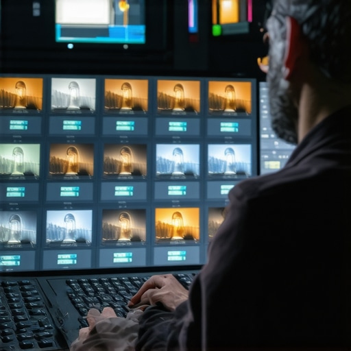 Professional video editor working on 16K footage with advanced color grading tools.