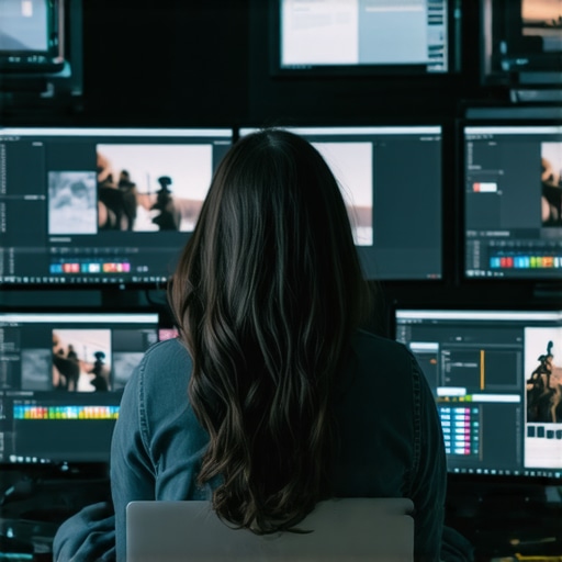 Person analyzing various editing software options on a laptop for project suitability.