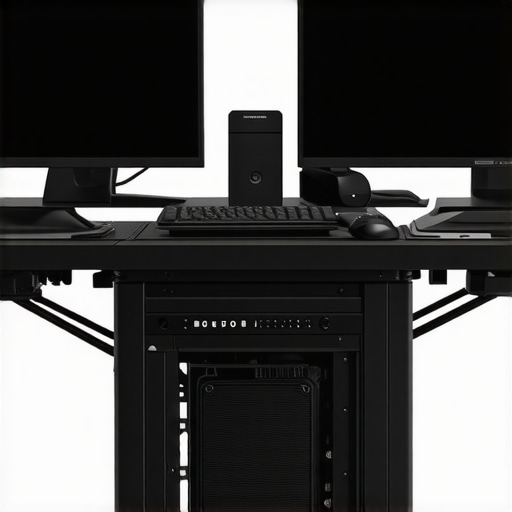 A high-end workstation with multiple SSDs, cooling systems, and organized workspace for video editing