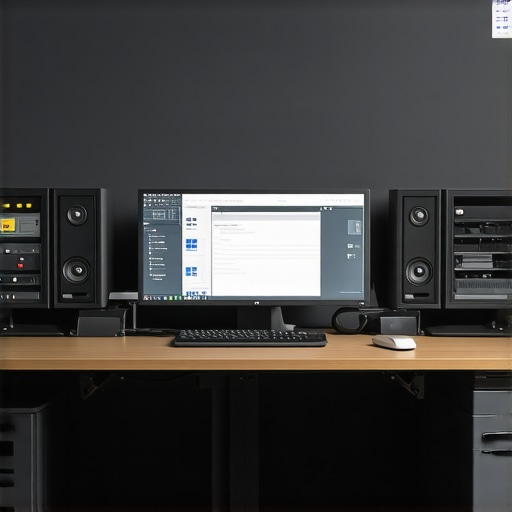 Professional editing setup with organized hardware for long-term productivity.