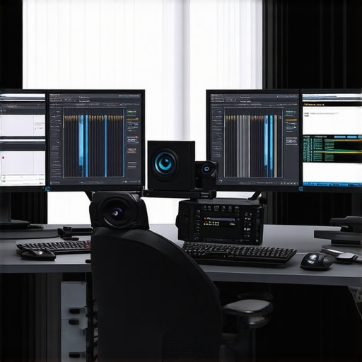 A clean, organized editing station with calibration tools