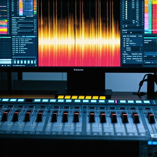 A detailed view of an audio editing setup showing spectral analysis software interface